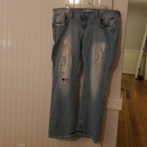 Distressed bootcut jeans